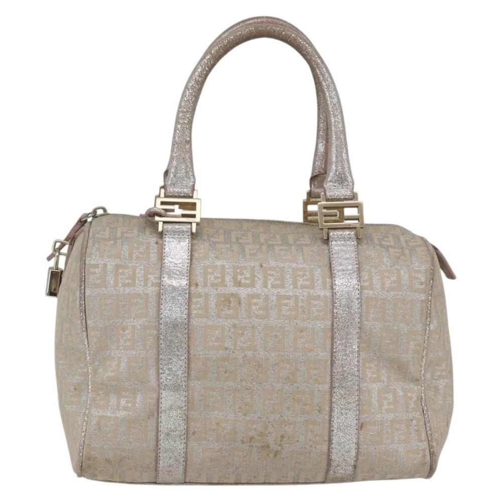 Fendi Zucchino Boston Bag Silver